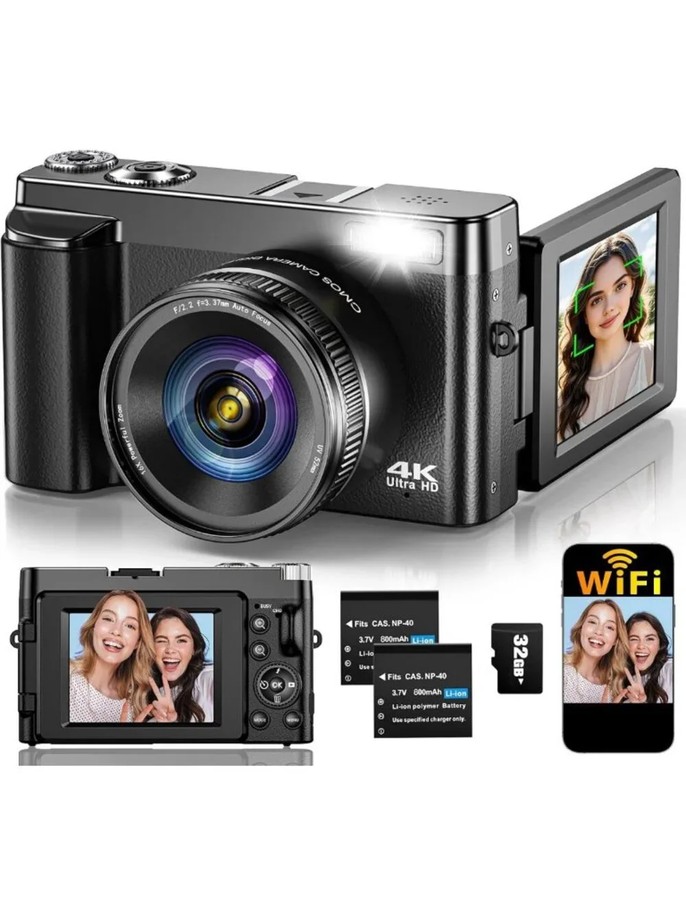 64MP 4K Digital Camera with Autofocus & WiFi - Perfect for Photography